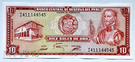Duże zdjęcie Peru 10 soles de oro 1975
