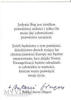 Autograf od Bp Antoniego Długosza