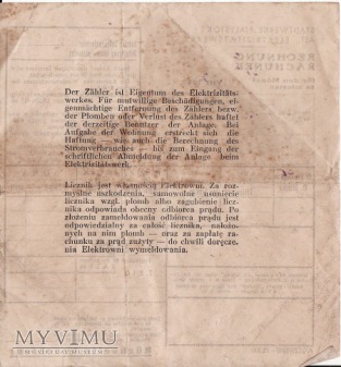 Rachunek za prąd z 1942.