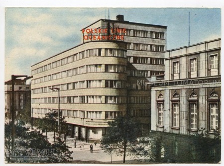 Gdynia - ulica 10 lutego i budynek PLO - 1962