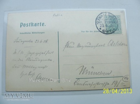 KARTKA POCZTOWA - KWK MARCEL - EMMAGRUBE - 1908rok