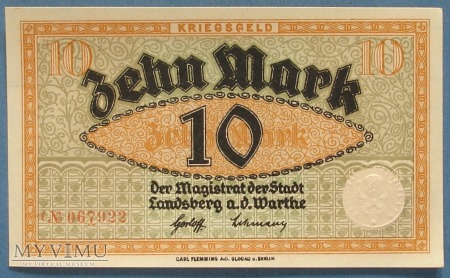 10 Mark 1918 - Landsberg a.d.Warthe - Gorzow Wlkp
