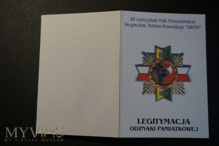 Druk Legitymacji 69 Leszczyńskiego Pułku Przeciwlo