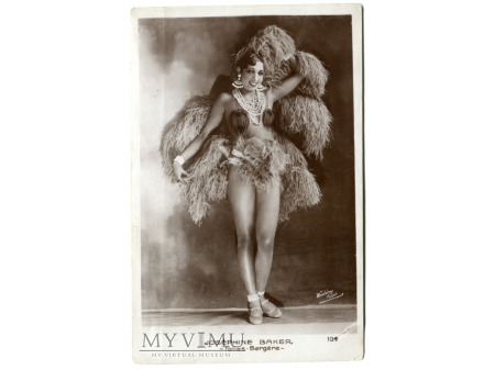 Duże zdjęcie Joséphine Baker Folies Bergère Vintage Postcard