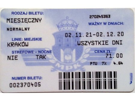 Bilet MPK Kraków 41