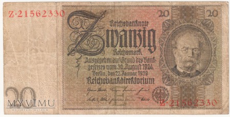 20 Reichsmark 1929 rok