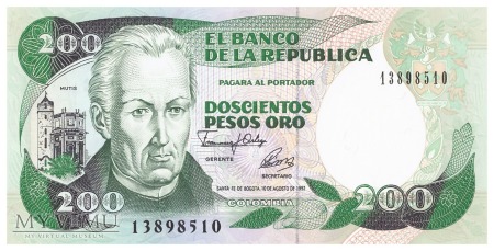 Duże zdjęcie Kolumbia - 200 pesos oro (1992)