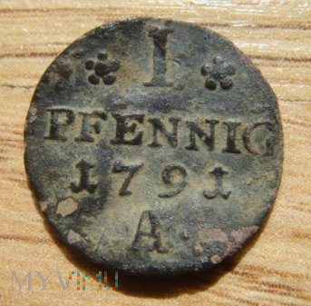 Brandenburgia-Prusy 1 Pfennig 1791 A