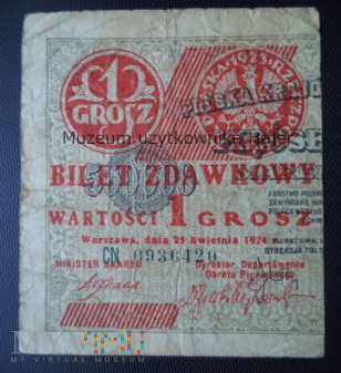 1 grosz - 28 kwietnia 1924