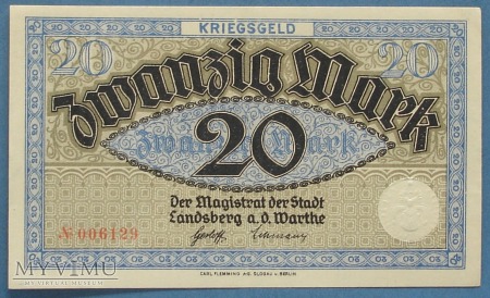 20 Mark 1918 r - Landsberg a.d.Warthe -Gorzow Wlkp