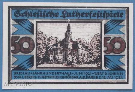 50 Pfennig 1921 r - Breslau - Wroclaw