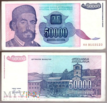 Jugosławia, 50000 dinarów 1993r.