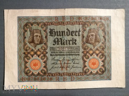 Duże zdjęcie Reichsbanknote 100 Mark (1920r)
