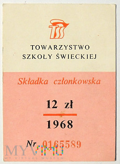 składka na Towarzystwo Szkoły Świeckiej 1968