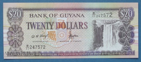 Duże zdjęcie 20 dolarow 1989 r - Gujana