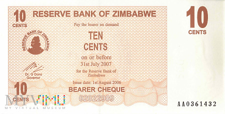 Zimbabwe - 10 centów (2006)