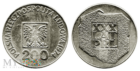 Duże zdjęcie 200 złotych, 1974, XXX LAT PRL (mapka)