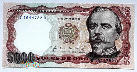 Duże zdjęcie Peru 5000 soles de oro 1985