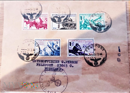LEGION FRANCUSKI 1944-poczta polowa-certyfikat