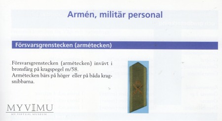 Szwecja-polowe oznaki stopnia: armen