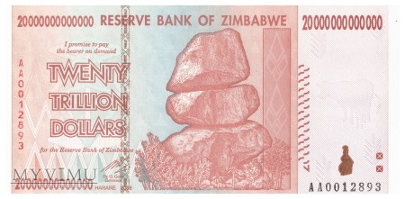 Zimbabwe - 20 000 000 000 000 dolarów (2008)