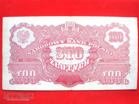 Duże zdjęcie 100 złotych 1944 rok