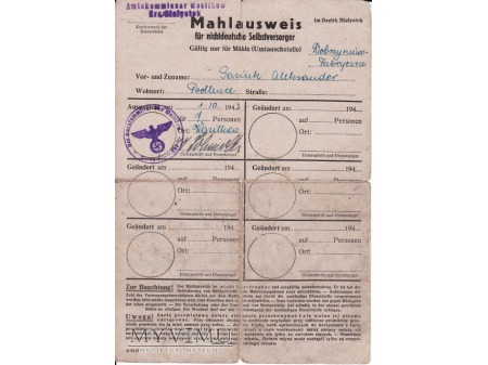 Karta przemiałowa-Wasilków 1943.