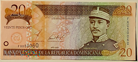 Dominikana 20 pesos oro 2002