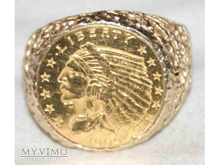 Duże zdjęcie Sygnet złoty z monetą