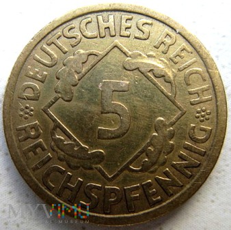 5 reichspfennigów 1925 r. Niemcy (Rep.Weimarska)