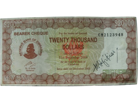 20 000 Dolarów, Zimbabwe, 2003-2004 rok.