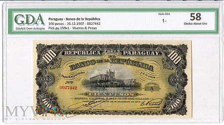Pragwaj 100 pesos 26.12.1907 r