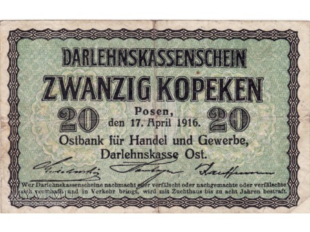 Duże zdjęcie 20 Kopiejek - Poznań - 17 kwiecień 1916 rok.