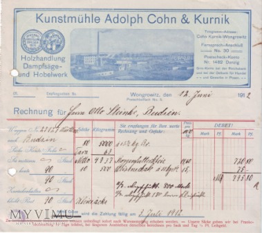 Kunstmuhle Adolph Cohn & Kurnik - Wągrowiec 1912 r