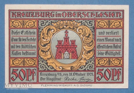50 Pfennig 1921 - Kreuzburg - Kluczbork