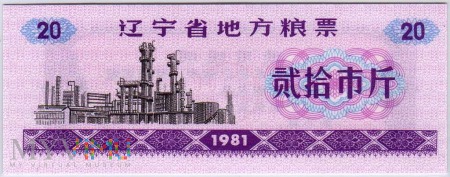 Prowincja - Liaoning 1981 Jedzenie -20 jin–10000 g