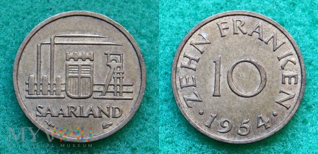 Saar, 10 franken 1954