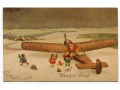 1937 Święty Mikołaj w Aeroplanie rozdaje podarki