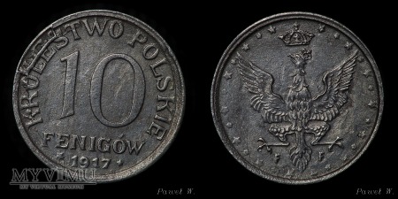 1917 10 fenigów - NBO (wykruszenie stempla)