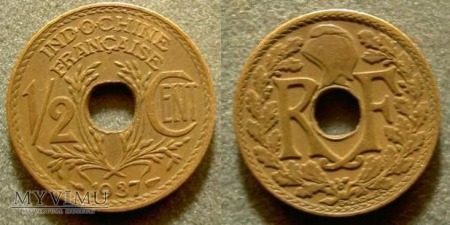 Duże zdjęcie 1/2 cent indochiny francuskie 1937