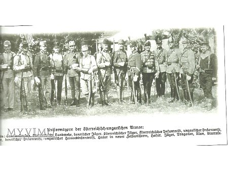 Wzory mundurów armii austrowęgierskiej.