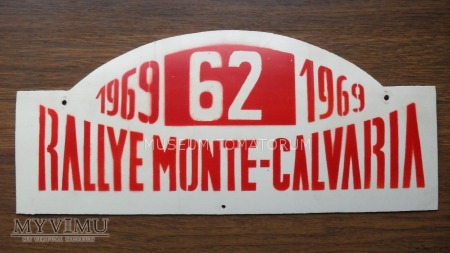 Duże zdjęcie Tablica rajdowa "RALLYE MONTE-CALVARIA 1969 rok"