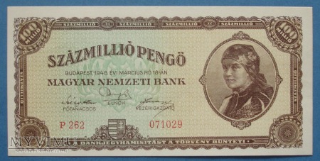 100 000 000 Pengo 1946 r - Wegry