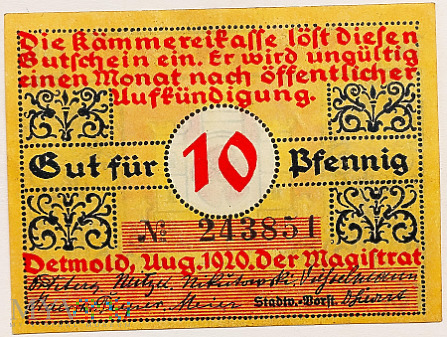 Detmold 10 pf 1920