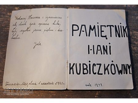 PAMIĘTNIK HANI KUBICZKÓWNY - 1942 r.