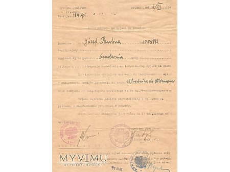 zezwolenie na wyjazd do niemiec - 16.12.1945