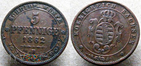 5 Pfennige - Johann 1862 B Kingdom of Saxony