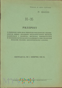 1965 - H-35 Przepisy o przew. osób tranzytem