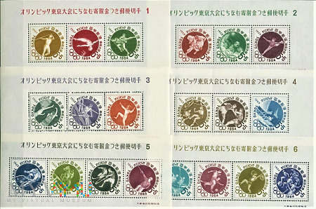 Duże zdjęcie Japonia 1964-Olimpiada w Tokio- 6 bloków MNH**