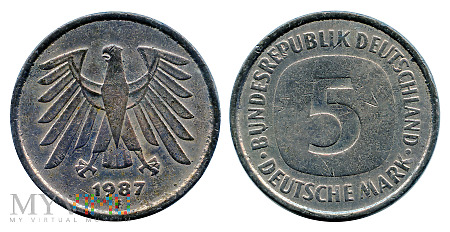 5 Duetsche Mark, 1987 F